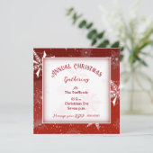 Neige blanche sur toile rouge Invitation de Noël (Debout devant)