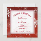 Neige blanche sur toile rouge Invitation de Noël (Devant)