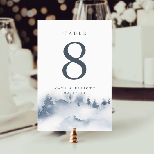 Neige | Carte de numéro de table personnalisée