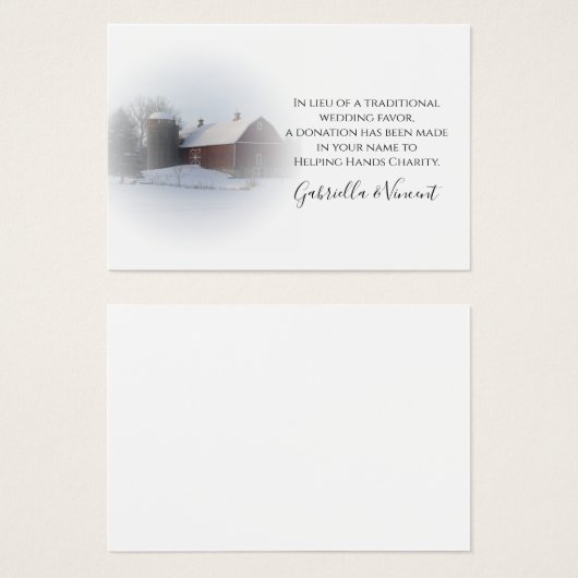Neige Couverte Grange Hiver Mariage Charité Favori (Devant & derrière)