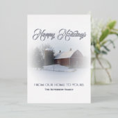 Neige couverte Grange Rouge Joyeuses vacances (Debout devant)