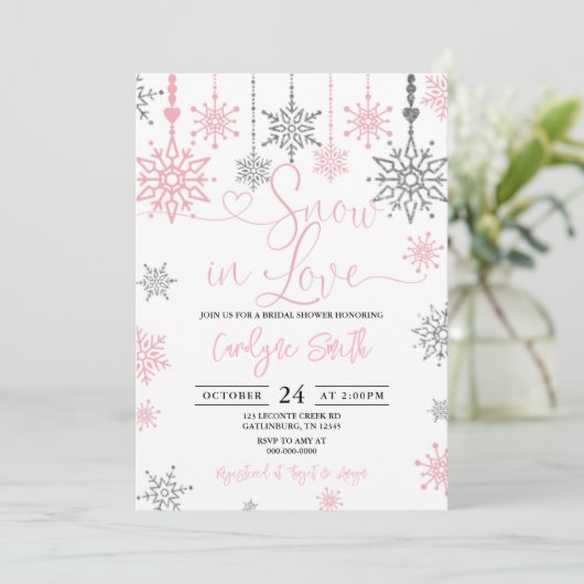 Neige dans l'amour hiver nuptiale Invitation douch (Debout devant)