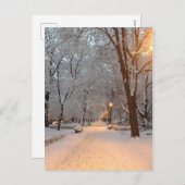 Neige d'hiver dans la carte de vacances de parc (Devant / Derrière)