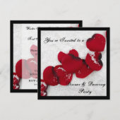 Neige d'hiver et pétales Roses Invitation (Devant / Derrière)