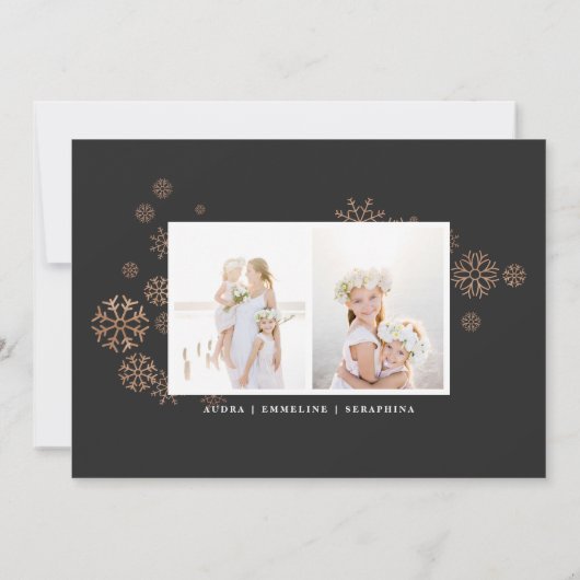 Neige dorée | Carte photo de vacances (Dos)