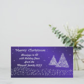 Neige et arbres de Noël Carte photo bleu (Debout devant)