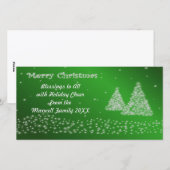 Neige et arbres de Noël Carte photo vert (Devant / Derrière)