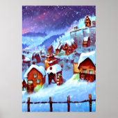 neige et hiver dans le village | AI Art Poster (Devant)