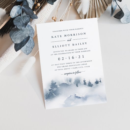 Neige | Faire-part de mariage d'aquarelle hiver