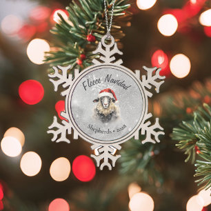 Neige Fleece Navidad Grey Sheep Ornement de flocon de ne