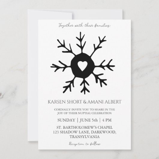 neige hiver merveilleuse invitations de mariage (Devant)