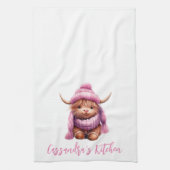 Neige Jouer Rose Highland Vache Serviette de cuisi (Vertical)