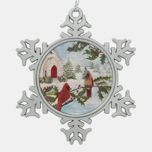 Neige "La paix hivernale" Ornement encadré de flocon de