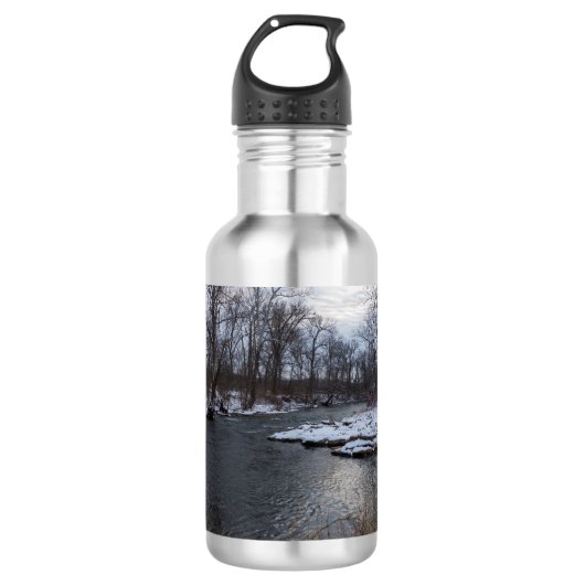 Neige le long de la bouteille d'eau de la rivière  (Devant)