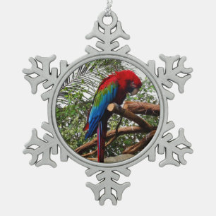 Neige Macaw à ailes vertes #1 Ornement de flocon de neig