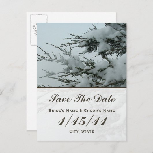 Neige Mariage D'Hiver Enregistrer La Date Carte Po (Devant / Derrière)