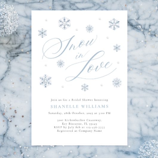 Neige moderne en amour Douche nuptiale Invitation