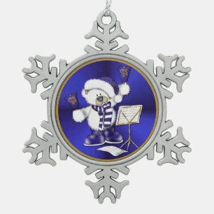 Neige Ours de Noël bleu et blanc Ornement flocon de neig