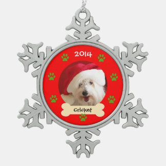 Neige Photo de chien ornement de Noël dans un flocon de