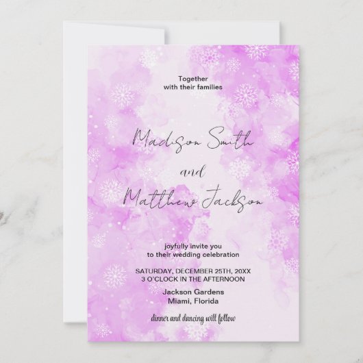 Neige Rose Nuage Mariage Invitations (Devant)