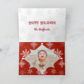 Neige rouge sur toile blanche Design Carte de Noël (Intérieur)