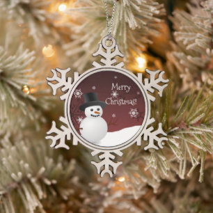 Neige Scène d'hiver de Snowman rouge ornement de flocon