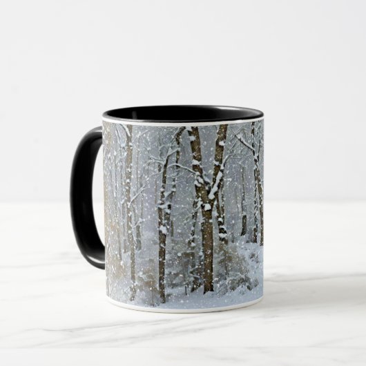 Neige sur les arbres sauvages hiver saison Art Mug (Devant gauche)