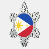 Neige Un drapeau philippin avec un ornement de flocon de (Vue impression)