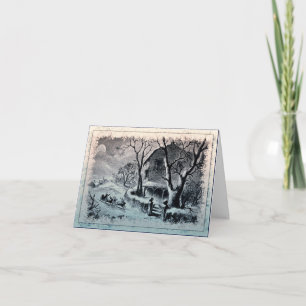 Neige vintage d'hiver et carte de Sleigh de Père