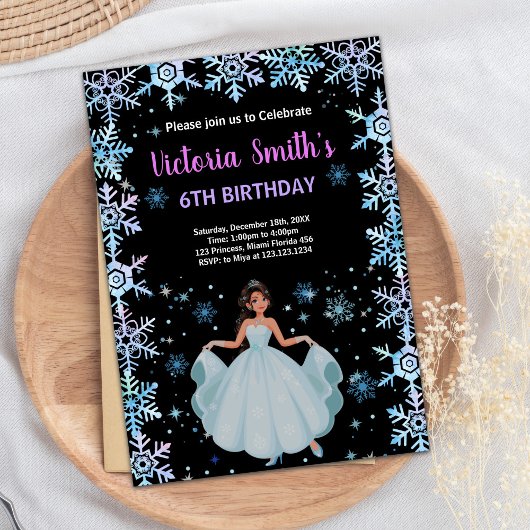 Neige violet Floral Princess Invitations Anniversa