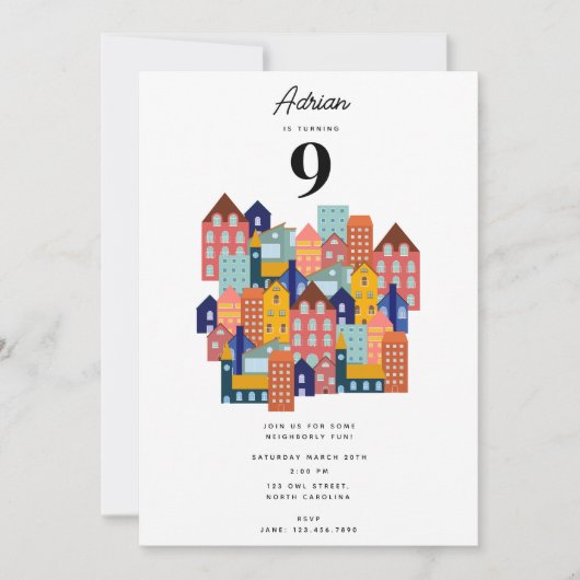Neighborhood Block Party Kids Birthday Kaart (Voorkant)