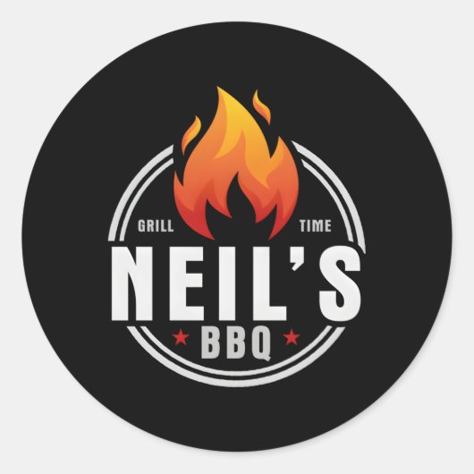 Neil's BBQ Ronde Sticker (Voorkant)
