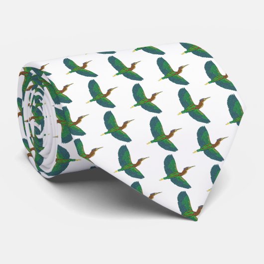 Nekdas - Groene Reiger (wit) Stropdas (Opgerold)