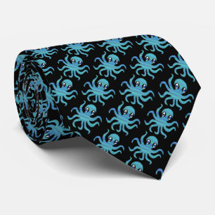 Nekdas (zwart) - Blauwe Groene Octopus Stropdas