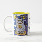 Neko bleu avec Bouddha sur Mug Coussin or (Gauche)