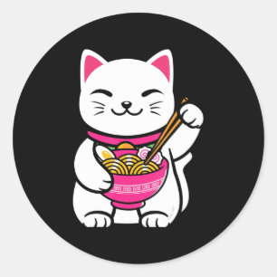 Neko Cat Ramen Anime Kawaii Teen gift Ronde Sticker