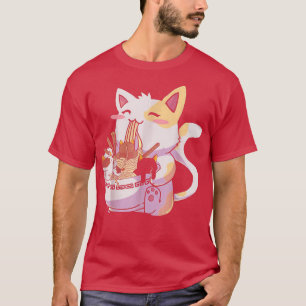 Neko Cat Ramen Bowl Japanse noedels T-shirt
