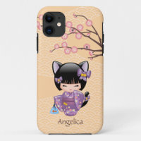 Neko Kokeshi Doll - Kat Ears Geisha Girl