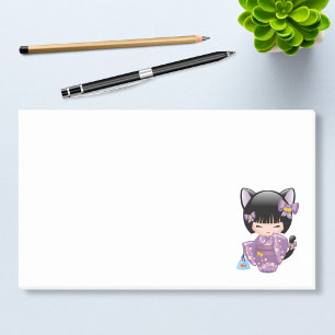 Neko Kokeshi Doll - Kat Ears Geisha Girl Post-it® Notes