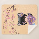 Neko Kokeshi Doll - Kat Ears Geisha Girl Sherpa Deken (Voorkant (horizontaal))