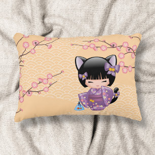 Neko Kokeshi Pop - Kat Oren meisje Decoratief Kussen