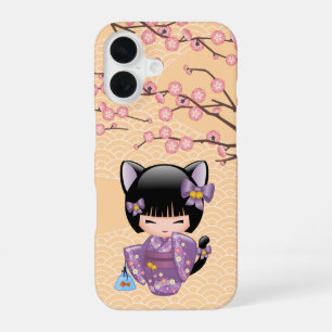 Neko Kokeshi Pop - Kat Oren Meisje iPhone 16 Hoesje