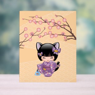 Neko Kokeshi Poupée - Cat Ears Geisha Girl