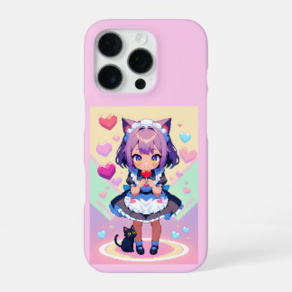 Neko maid anime pixel stijl iPhone 16 pro hoesje