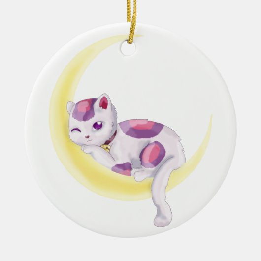 Neko Moon Keramisch Ornament (Voorkant)