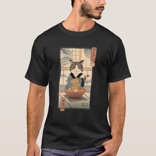 Neko Ramen Ukiyo-E T-shirt (Voorkant)