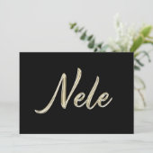 Nele carte écriture manuscrite or blanc (Debout devant)
