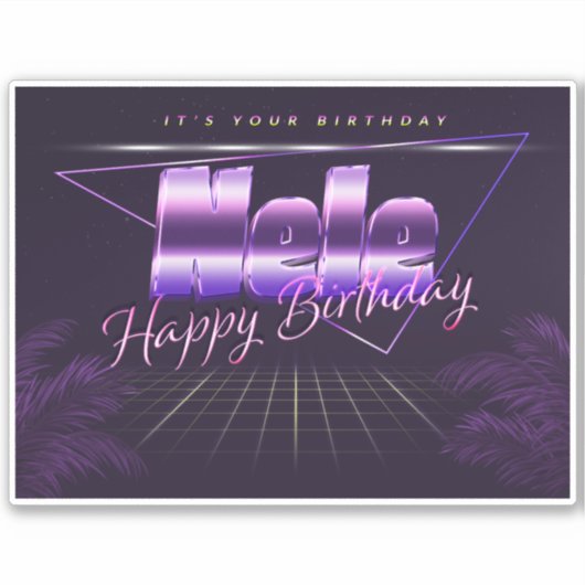 Nele Name Prénom lila retro Sticker (Devant)