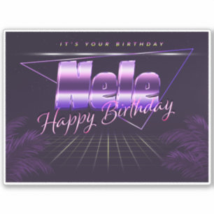 Nele prénom autocollant rétro lilas anniversaire