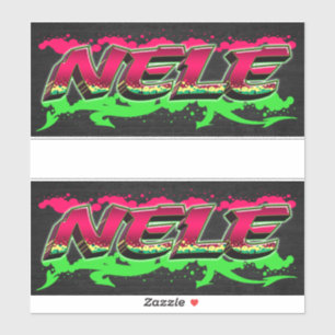 Nele prénom nom autocollant graffiti sticker